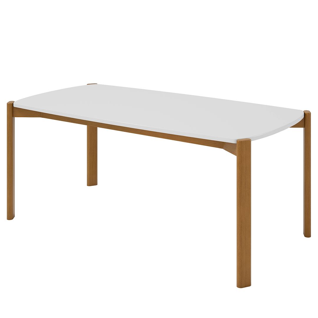 Manhattan Comfort Gales 71" Rectangular Matte White Dining Table With Solid Wooden Legs