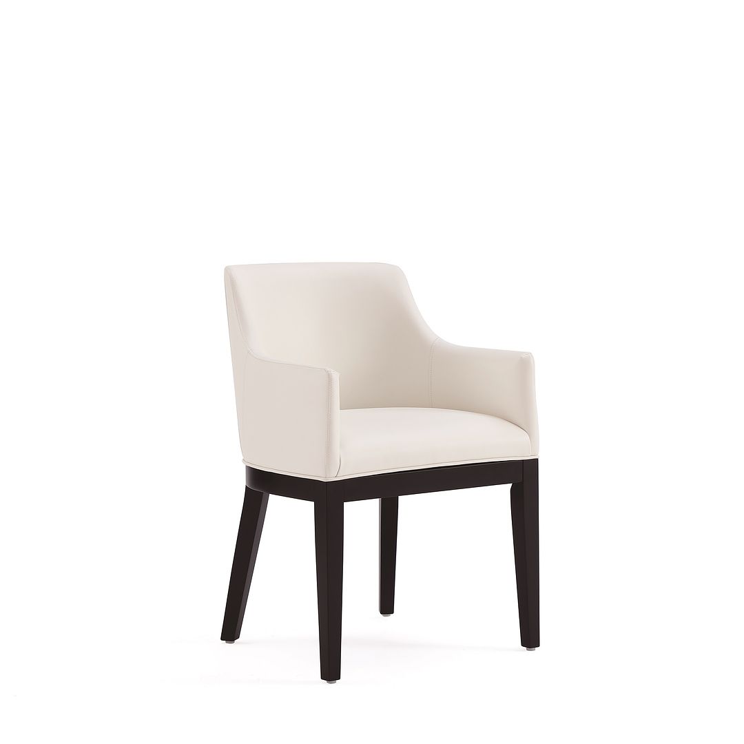 Manhattan Comfort Gansevoort Modern Faux Leather Cream Dining Chair In A Set Of 2