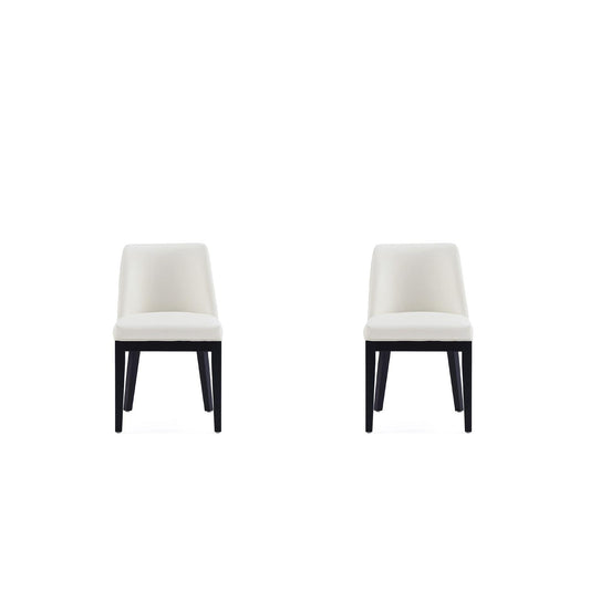 Manhattan Comfort Gansevoort Modern Faux Leather Cream Dining Chair In A Set Of 2