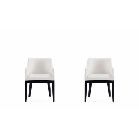 Manhattan Comfort Gansevoort Modern Faux Leather Cream Dining Chair In A Set Of 2