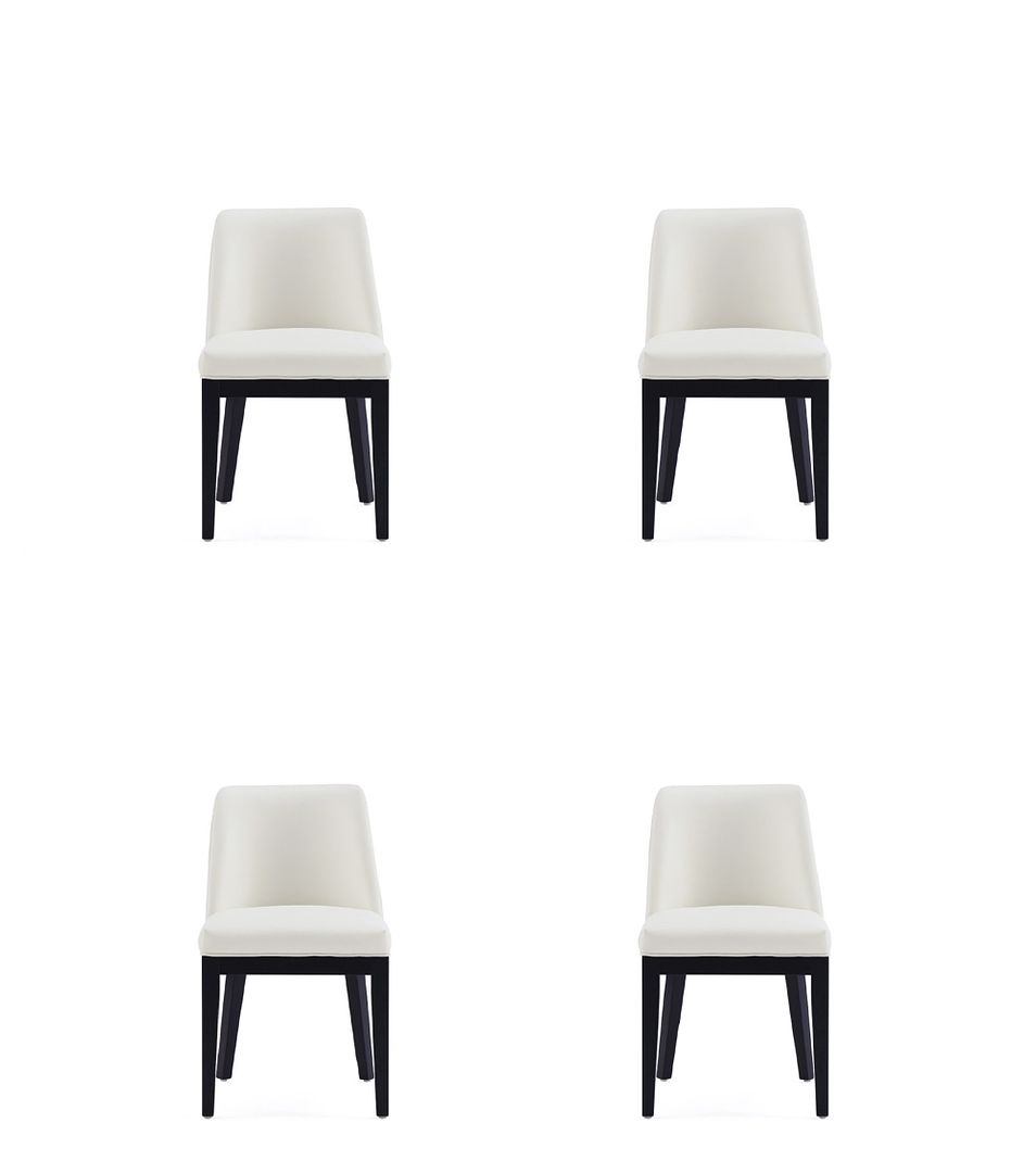 Manhattan Comfort Gansevoort Modern Faux Leather Cream Dining Chair In A Set Of 4