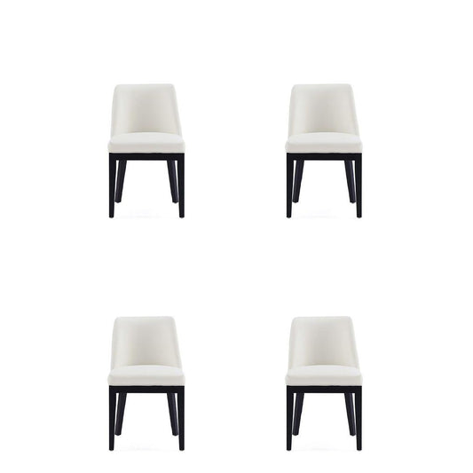 Manhattan Comfort Gansevoort Modern Faux Leather Cream Dining Chair In A Set Of 4