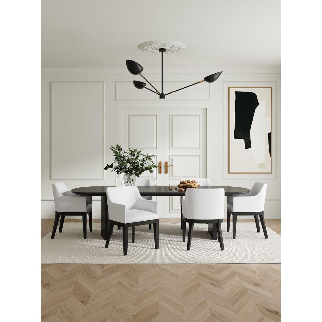 Manhattan Comfort Gansevoort Modern Faux Leather Dining Armchair In Cream