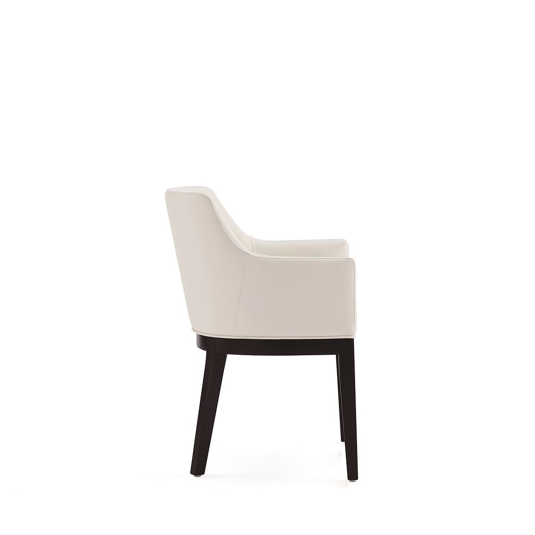 Manhattan Comfort Gansevoort Modern Faux Leather Dining Armchair In Cream