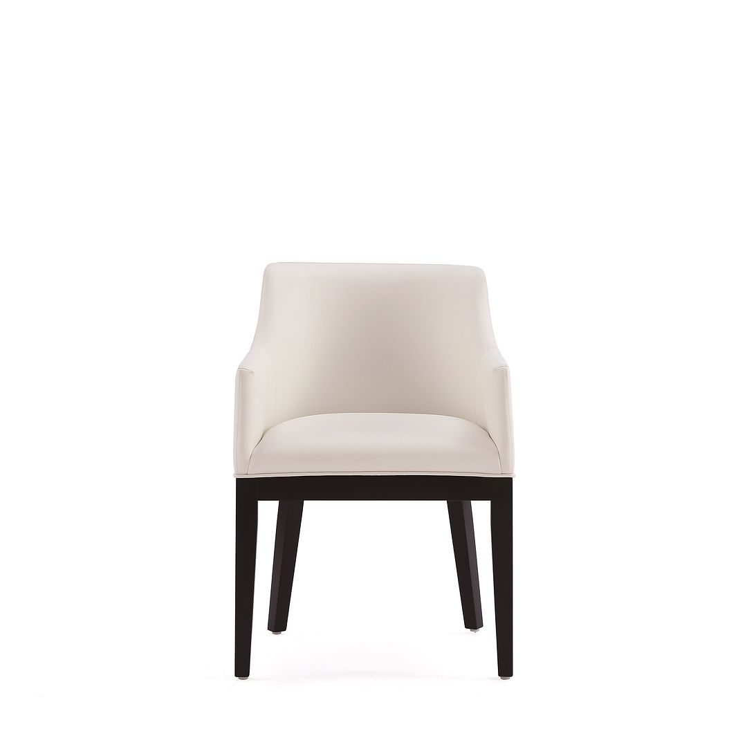 Manhattan Comfort Gansevoort Modern Faux Leather Dining Armchair In Cream
