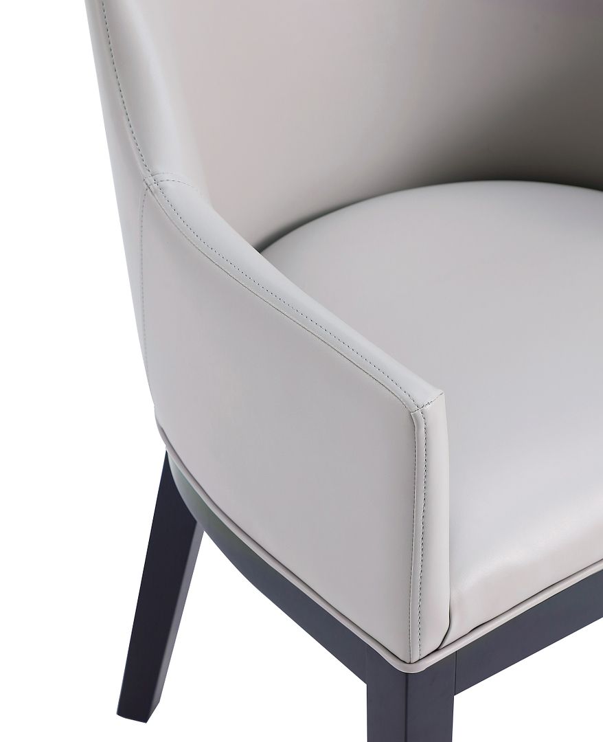 Manhattan Comfort Gansevoort Modern Faux Leather Dining Armchair In Light Gray