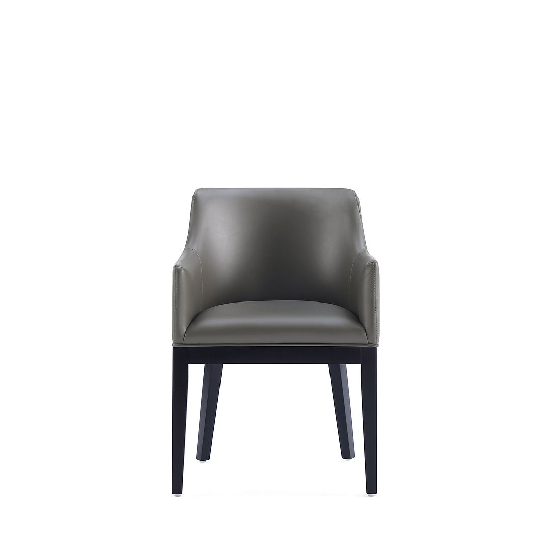 Manhattan Comfort Gansevoort Modern Faux Leather Dining Armchair In Pebble Gray