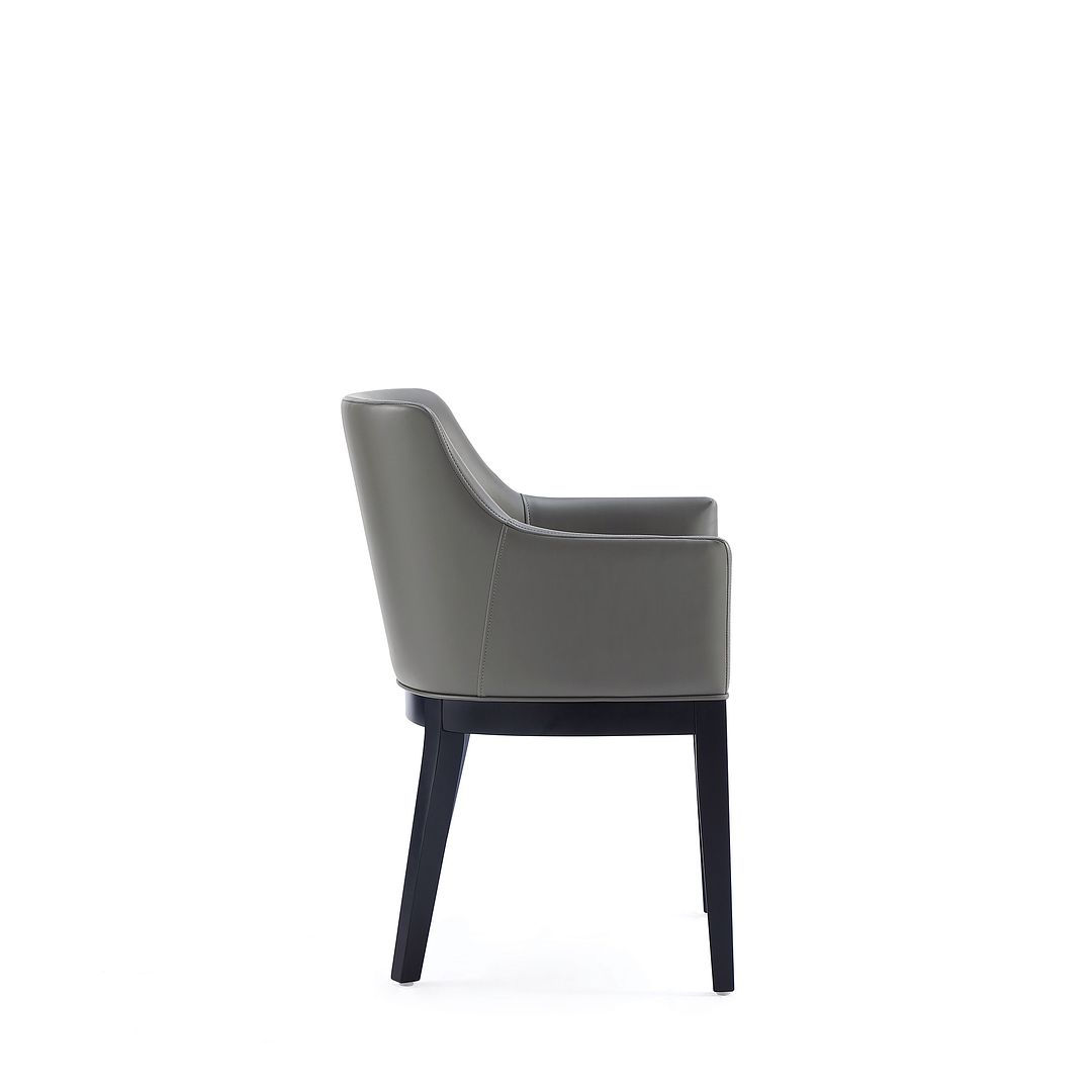 Manhattan Comfort Gansevoort Modern Faux Leather Dining Armchair In Pebble Gray