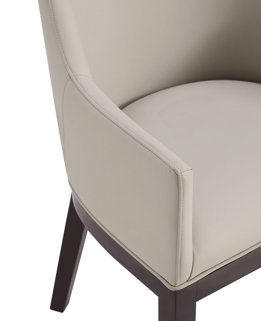 Manhattan Comfort Gansevoort Modern Faux Leather Dining Armchair In Stone Gray