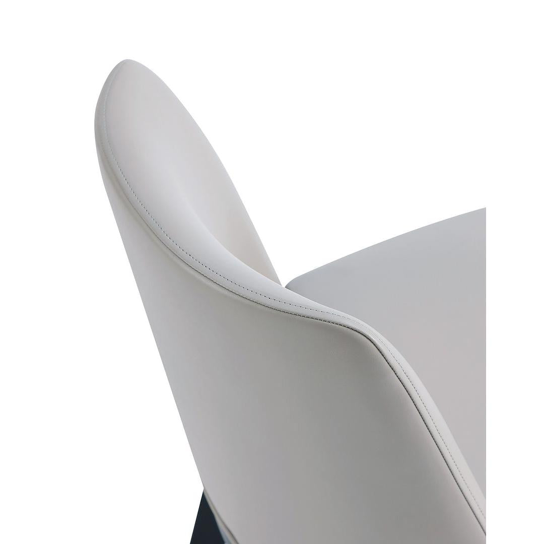 Manhattan Comfort Gansevoort Modern Faux Leather Light Gray Dining Chair In A Set Of 2
