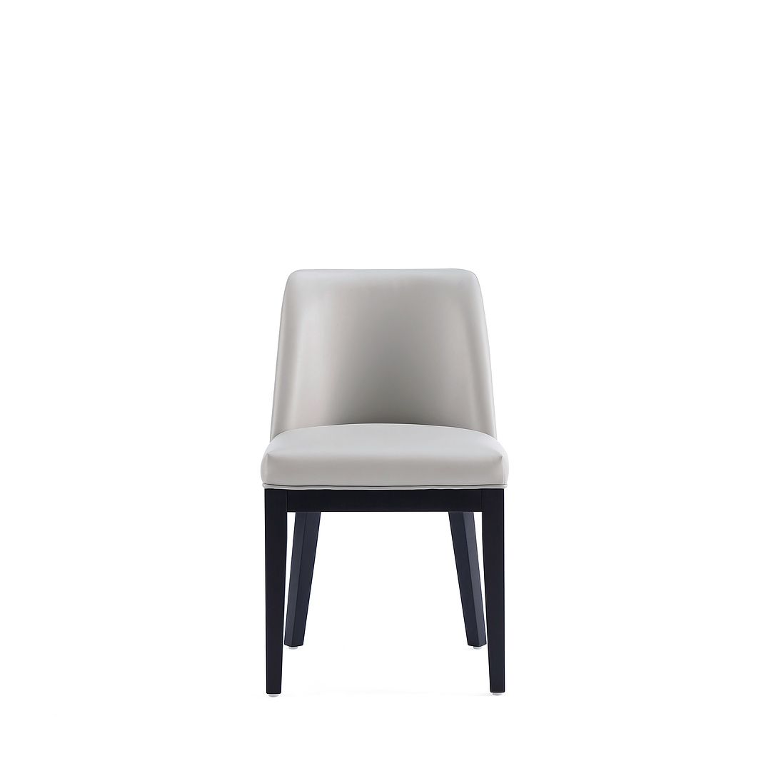 Manhattan Comfort Gansevoort Modern Faux Leather Light Gray Dining Chair In A Set Of 2