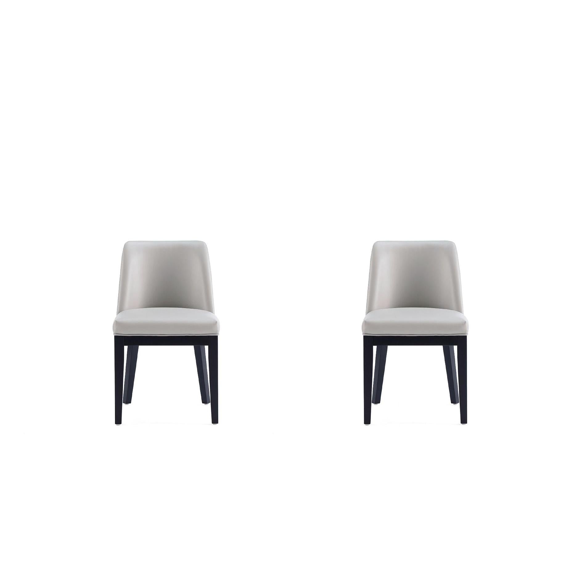 Manhattan Comfort Gansevoort Modern Faux Leather Light Gray Dining Chair In A Set Of 2