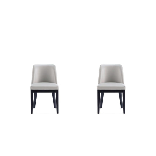 Manhattan Comfort Gansevoort Modern Faux Leather Light Gray Dining Chair In A Set Of 2