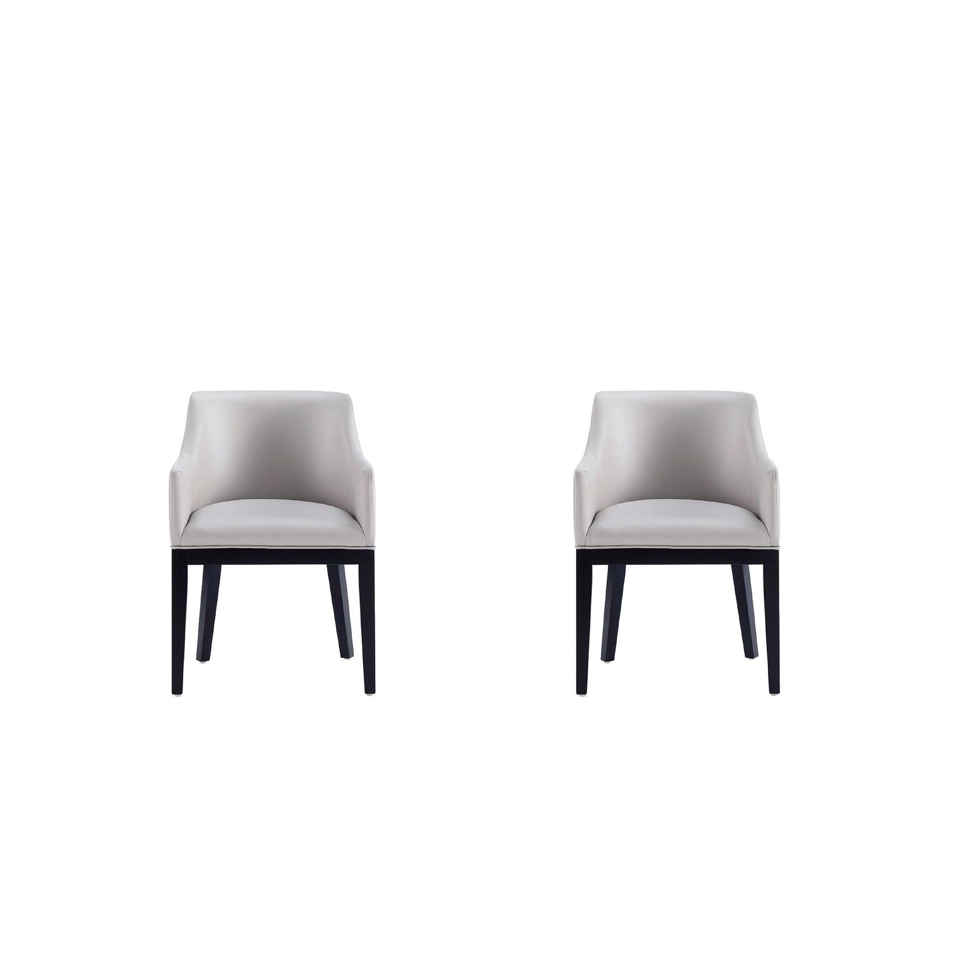 Manhattan Comfort Gansevoort Modern Faux Leather Light Gray Dining Chair In A Set Of 2