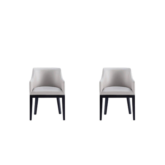 Manhattan Comfort Gansevoort Modern Faux Leather Light Gray Dining Chair In A Set Of 2