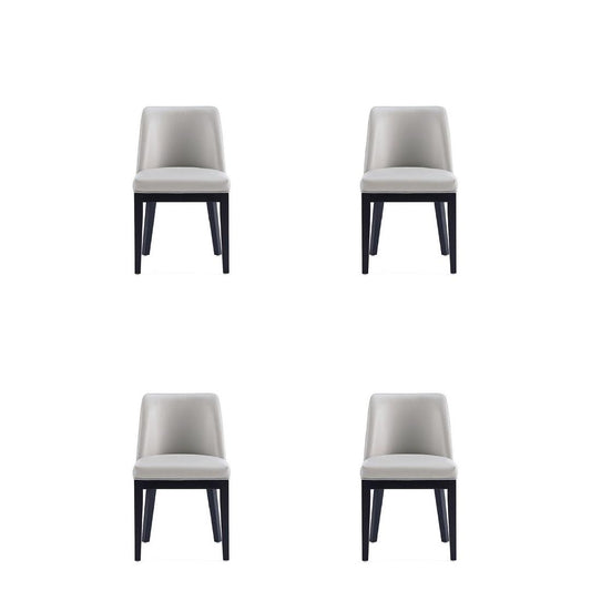 Manhattan Comfort Gansevoort Modern Faux Leather Light Gray Dining Chair In A Set Of 4