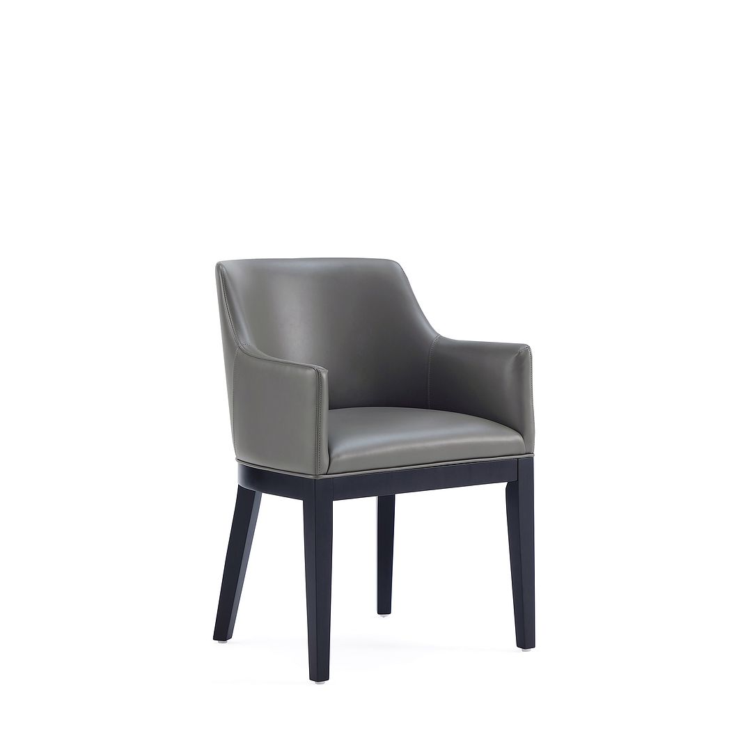 Manhattan Comfort Gansevoort Modern Faux Leather Pebble Gray Dining Chair In A Set Of 2