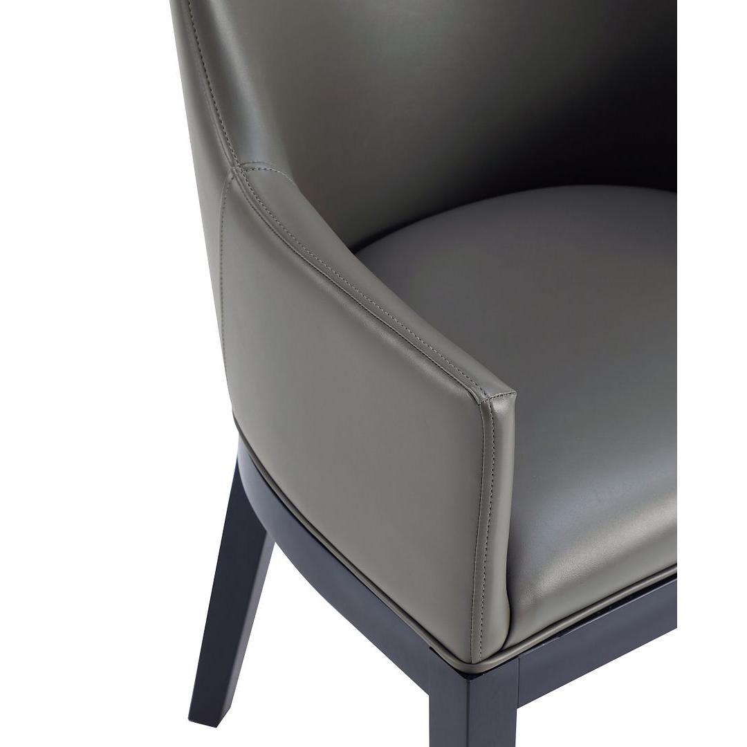 Manhattan Comfort Gansevoort Modern Faux Leather Pebble Gray Dining Chair In A Set Of 2