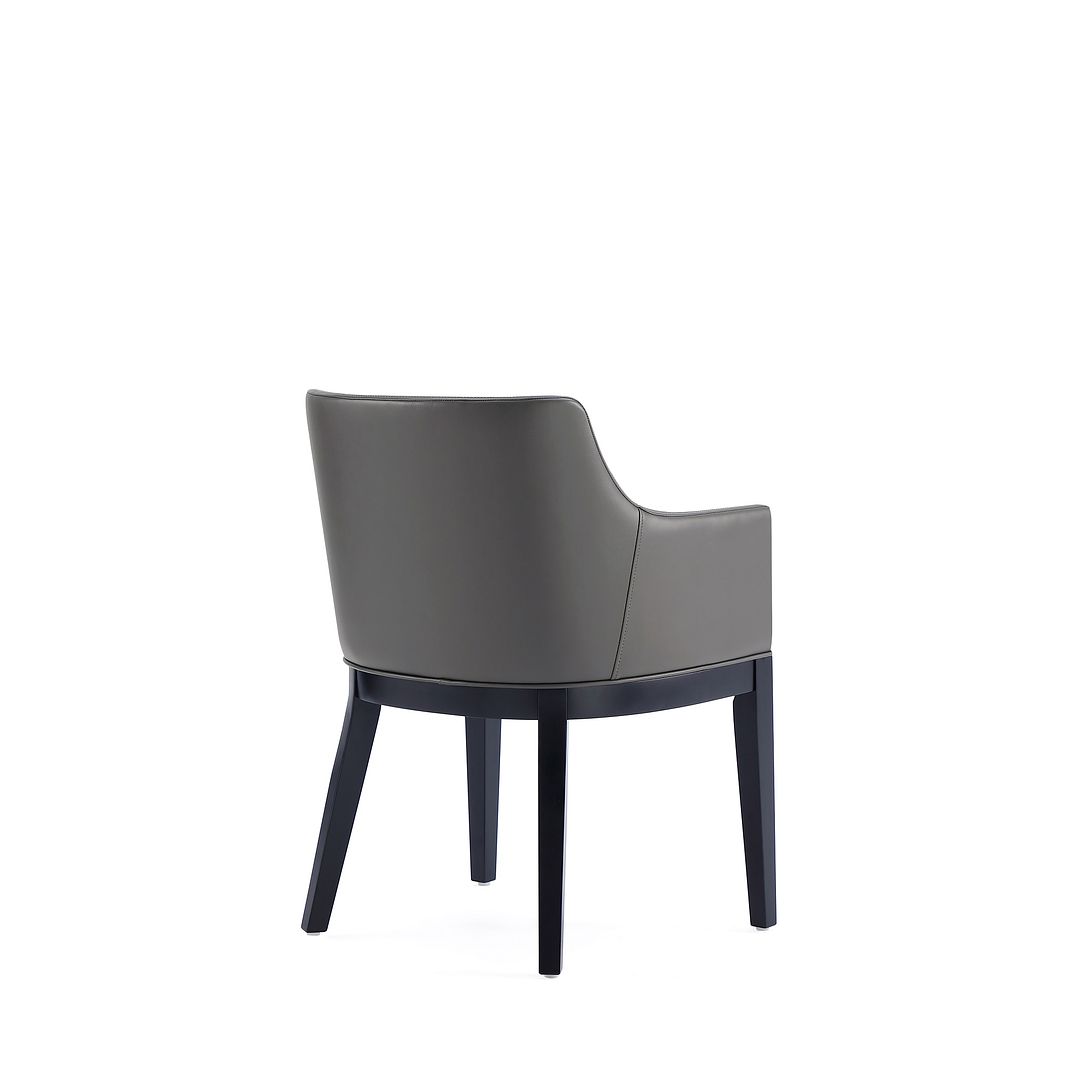 Manhattan Comfort Gansevoort Modern Faux Leather Pebble Gray Dining Chair In A Set Of 2