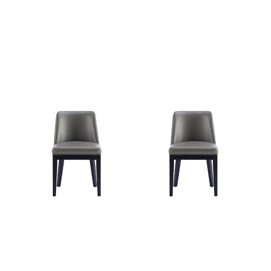 Manhattan Comfort Gansevoort Modern Faux Leather Pebble Gray Dining Chair In A Set Of 2