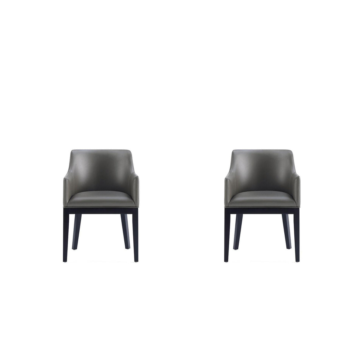 Manhattan Comfort Gansevoort Modern Faux Leather Pebble Gray Dining Chair In A Set Of 2