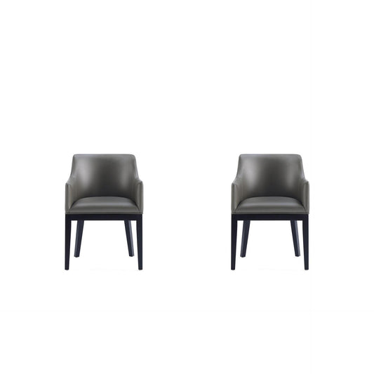 Manhattan Comfort Gansevoort Modern Faux Leather Pebble Gray Dining Chair In A Set Of 2