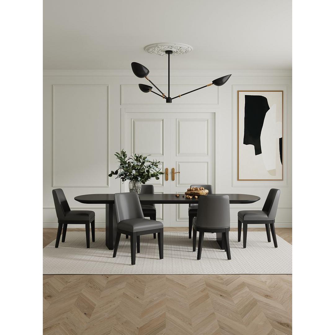 Manhattan Comfort Gansevoort Modern Faux Leather Pebble Gray Dining Chair In A Set Of 4