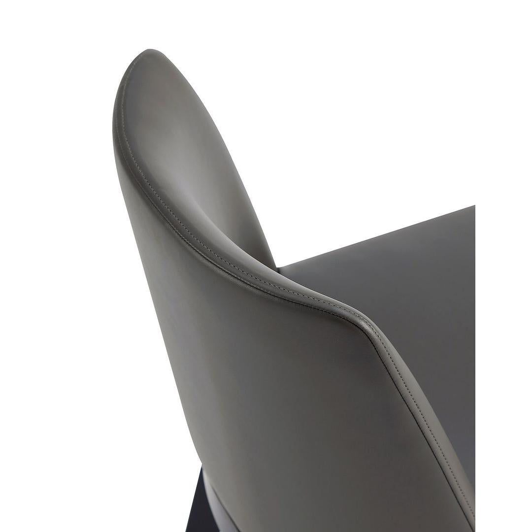 Manhattan Comfort Gansevoort Modern Faux Leather Pebble Gray Dining Chair In A Set Of 4