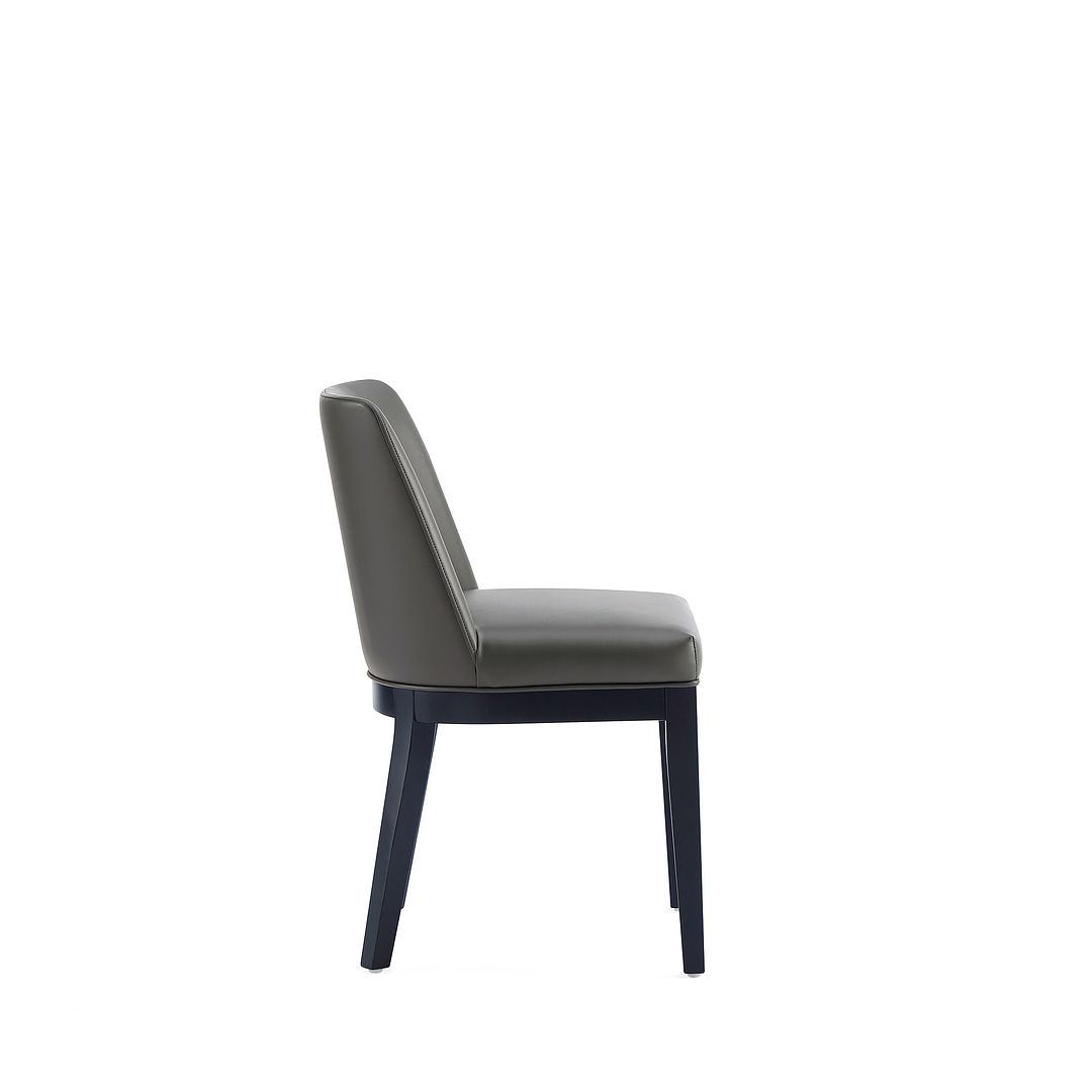 Manhattan Comfort Gansevoort Modern Faux Leather Pebble Gray Dining Chair In A Set Of 4