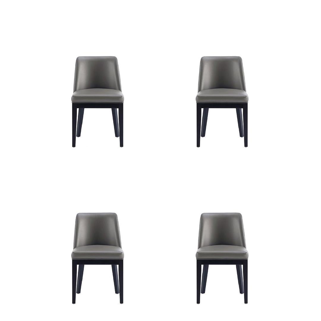 Manhattan Comfort Gansevoort Modern Faux Leather Pebble Gray Dining Chair In A Set Of 4