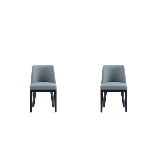 Manhattan Comfort Gansevoort Modern Faux Leather Pewter Dining Chair In A Set Of 2