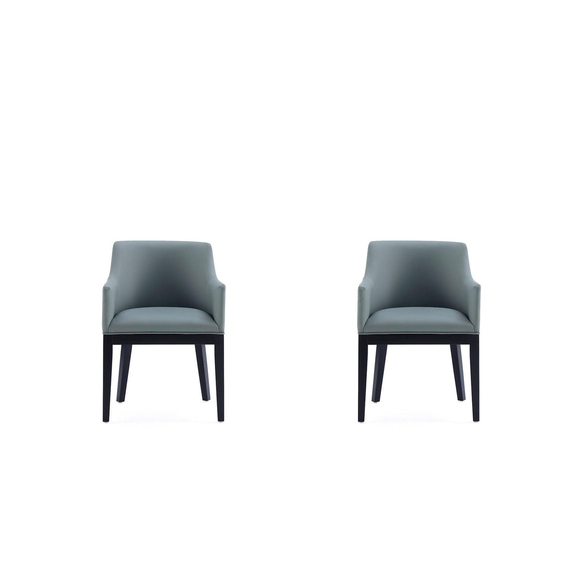 Manhattan Comfort Gansevoort Modern Faux Leather Pewter Dining Chair In A Set Of 2