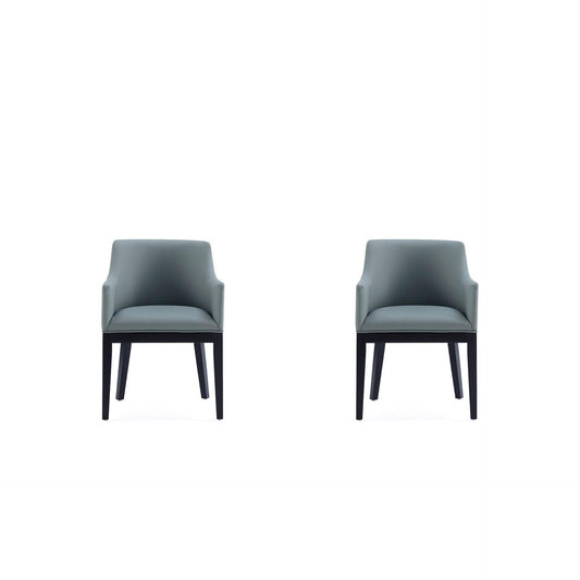 Manhattan Comfort Gansevoort Modern Faux Leather Pewter Dining Chair In A Set Of 2