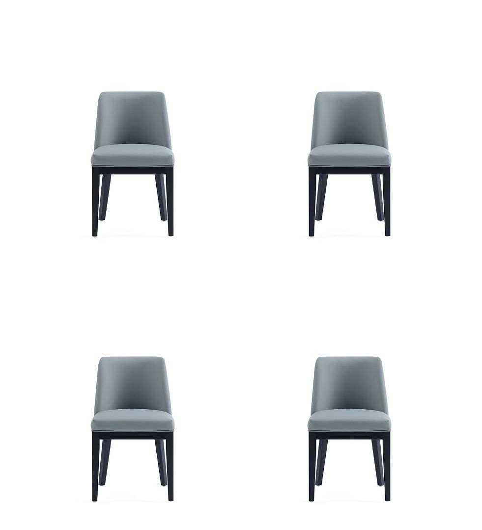 Manhattan Comfort Gansevoort Modern Faux Leather Pewter Dining Chair In A Set Of 4