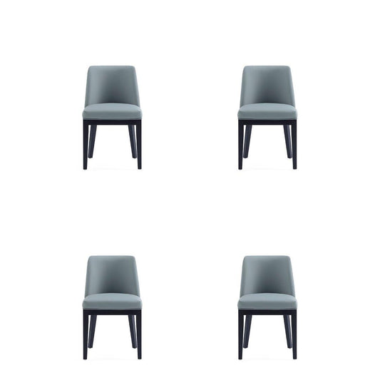 Manhattan Comfort Gansevoort Modern Faux Leather Pewter Dining Chair In A Set Of 4