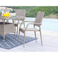 Manhattan Comfort Genoa Nature Tan Weave Patio Dining Armchair In A Set Of 2