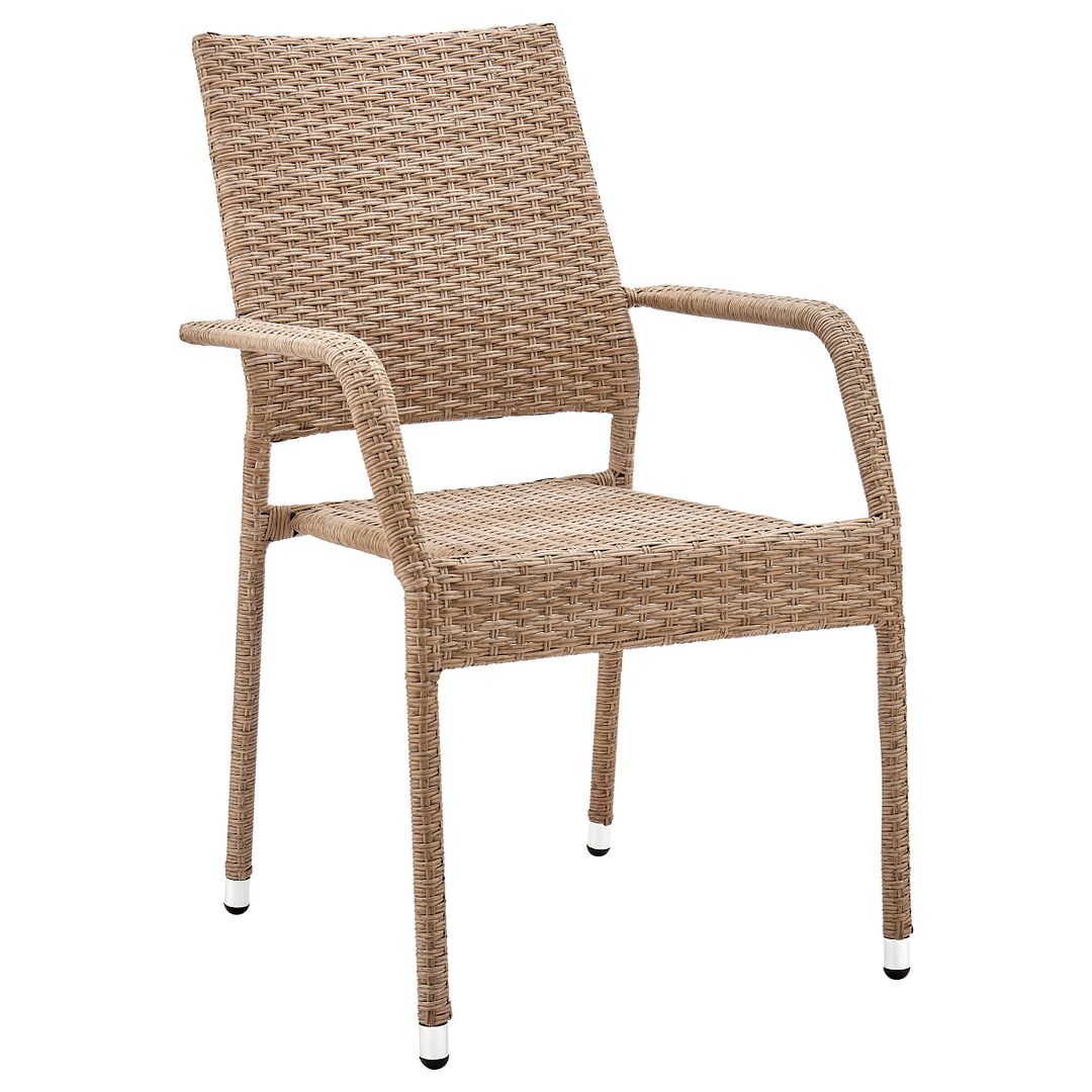 Manhattan Comfort Genoa Nature Tan Weave Patio Dining Armchair In A Set Of 2