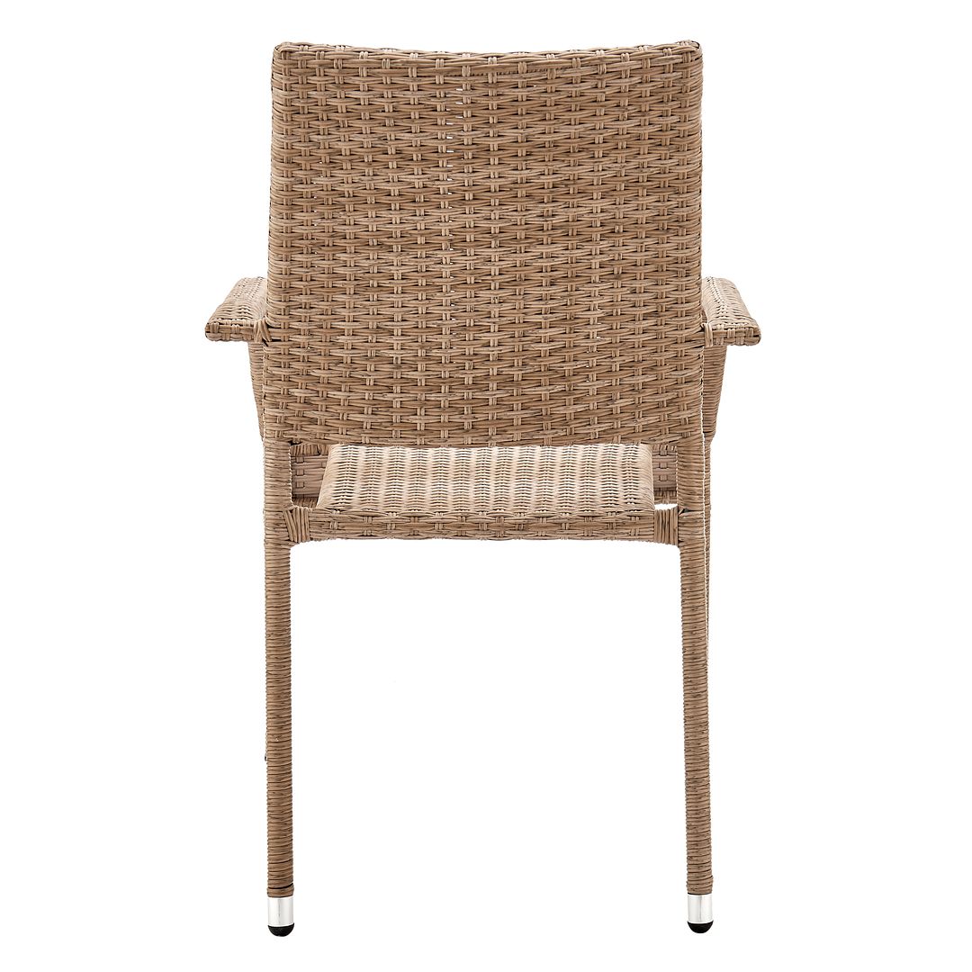 Manhattan Comfort Genoa Nature Tan Weave Patio Dining Armchair In A Set Of 2