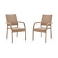 Manhattan Comfort Genoa Nature Tan Weave Patio Dining Armchair In A Set Of 2
