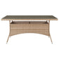 Manhattan Comfort Genoa Patio Dining Table with Glass Top In Nature Tan Weave