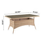 Manhattan Comfort Genoa Patio Dining Table with Glass Top In Nature Tan Weave