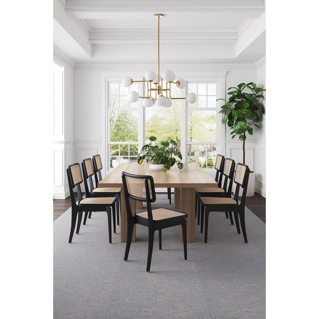 Manhattan Comfort Giverny Black & Natural Cane Dining Chairs In A Set Of 2