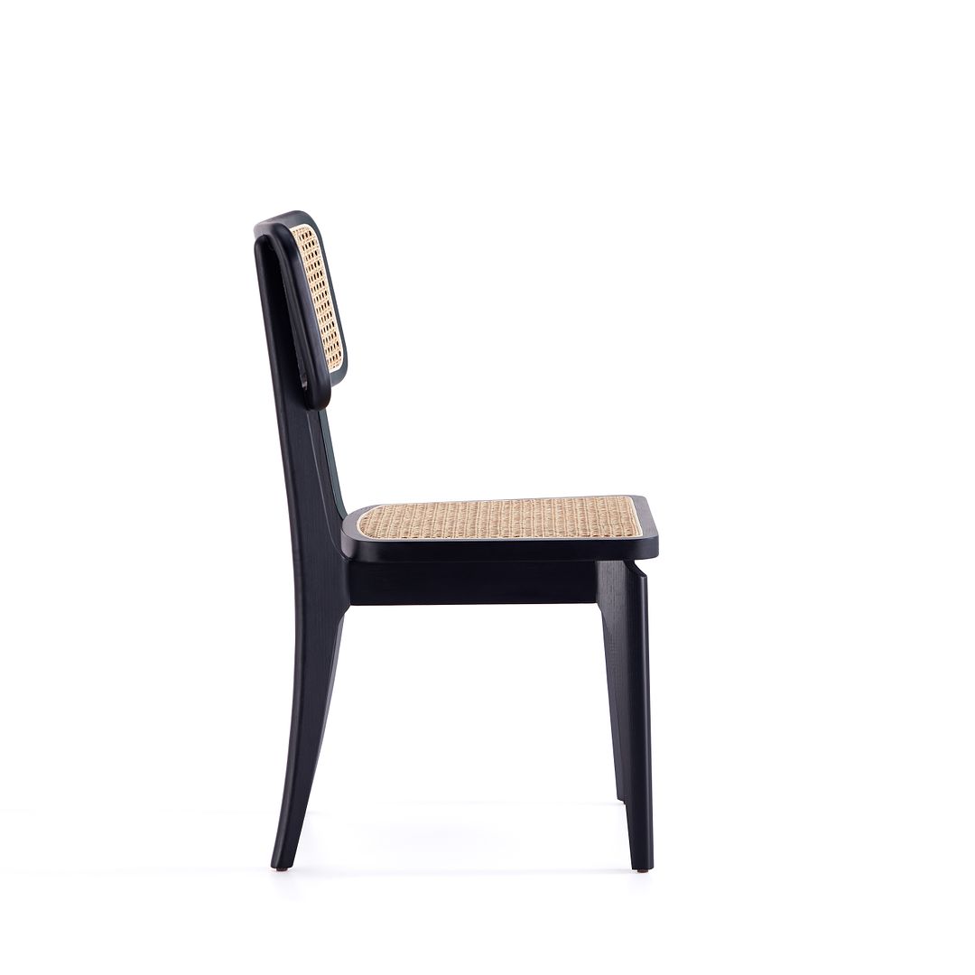 Manhattan Comfort Giverny Black & Natural Cane Dining Chairs In A Set Of 2