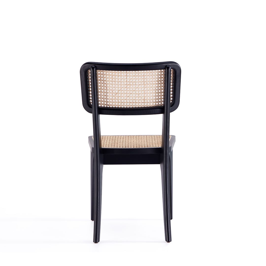 Manhattan Comfort Giverny Black & Natural Cane Dining Chairs In A Set Of 4