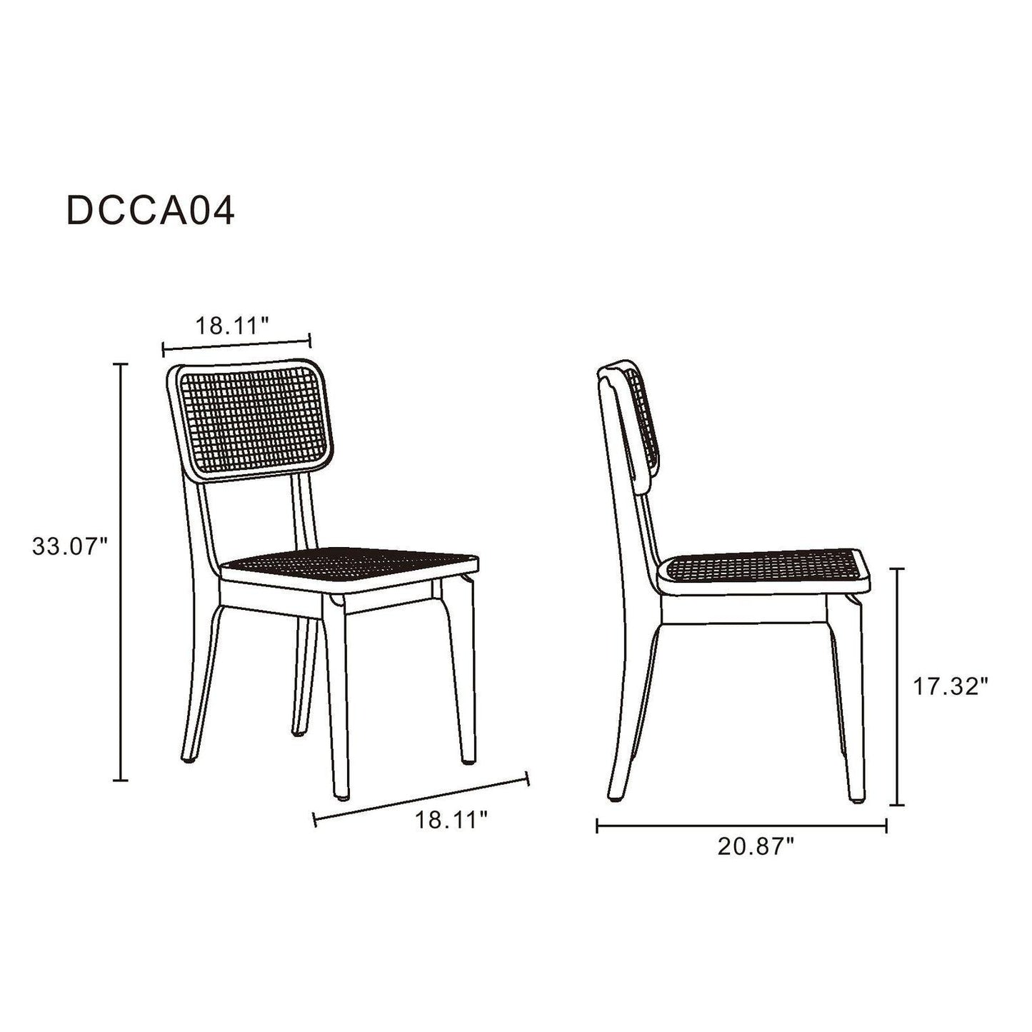 Manhattan Comfort Giverny Black & Natural Cane Dining Chairs In A Set Of 4
