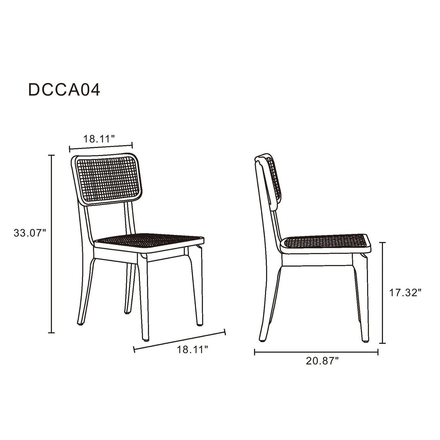Manhattan Comfort Giverny Black & Natural Cane Dining Chairs In A Set Of 4
