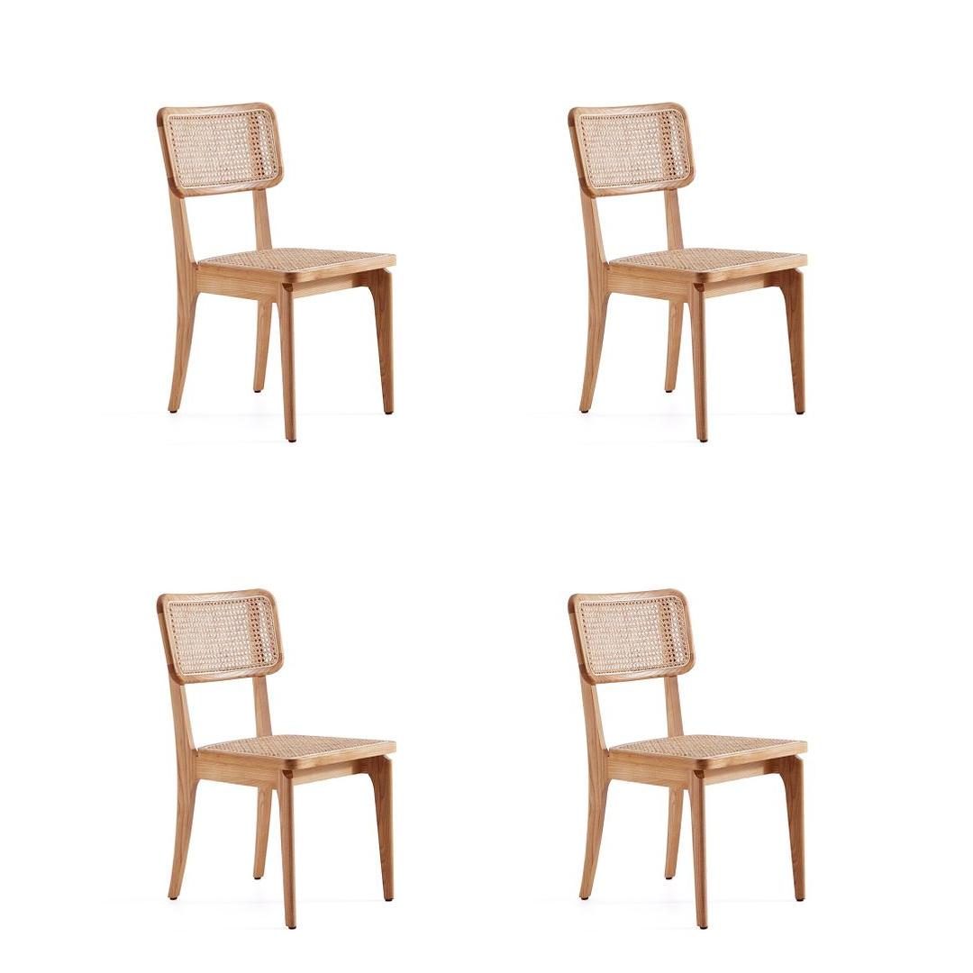 Manhattan Comfort Giverny Nature Cane Dining Chairs In A Set Of 4
