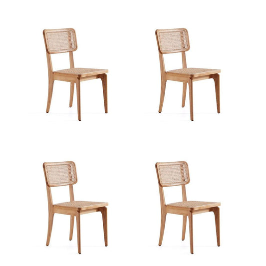 Manhattan Comfort Giverny Nature Cane Dining Chairs In A Set Of 4