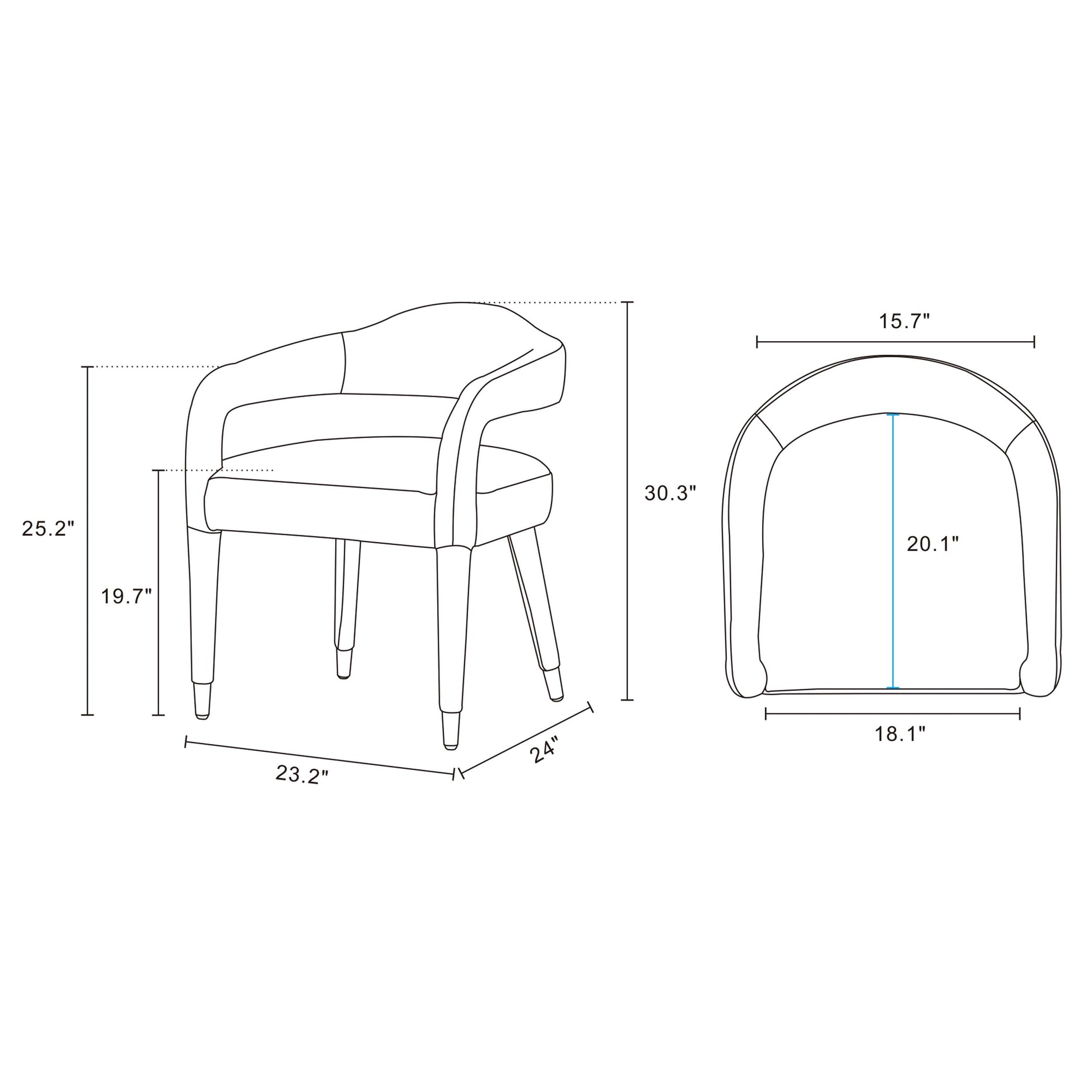 Manhattan Comfort Gold Dust Modern Aspen 2-Piece Tweed Dining Armchair