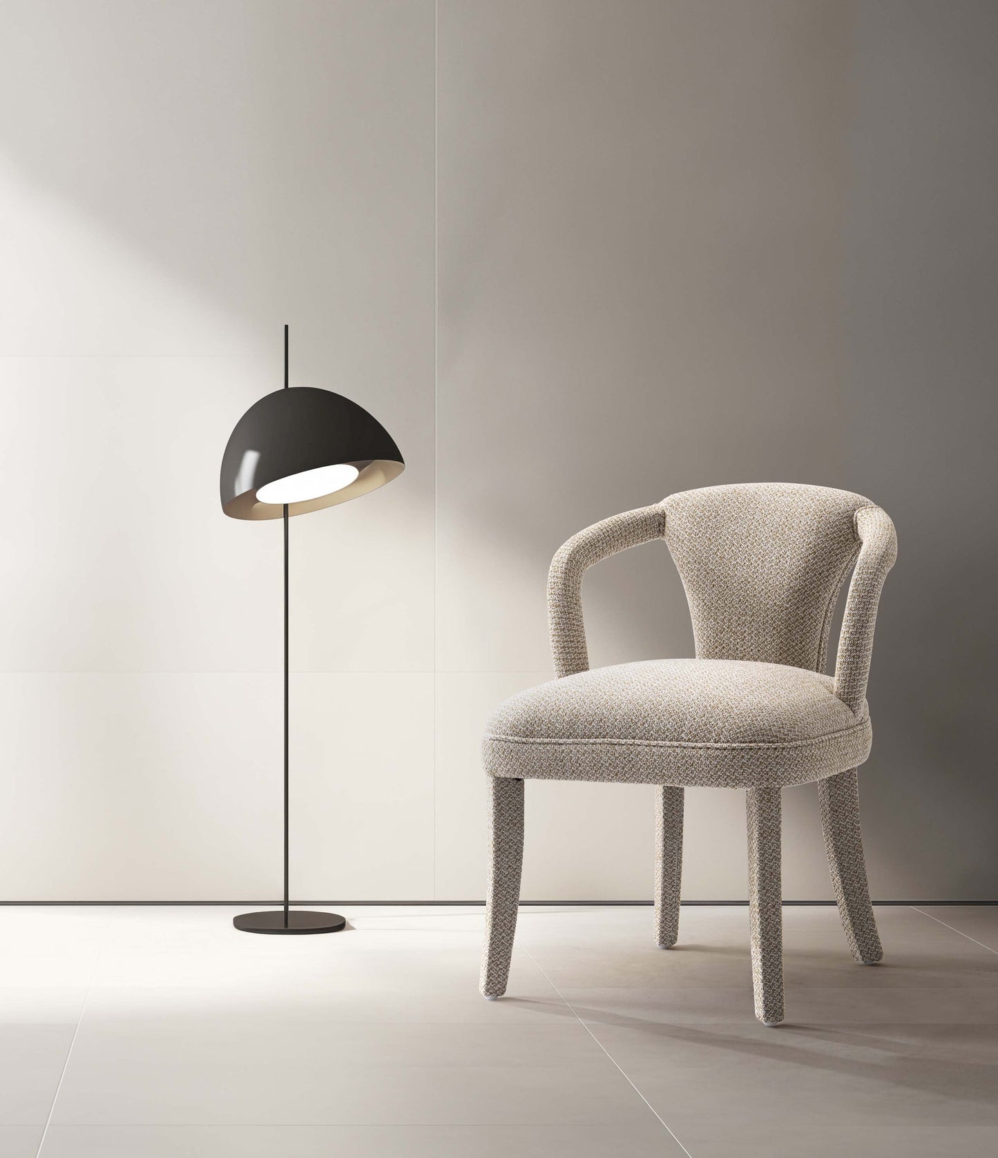 Manhattan Comfort Gold Modern Palmer Tweed Dining Armchair